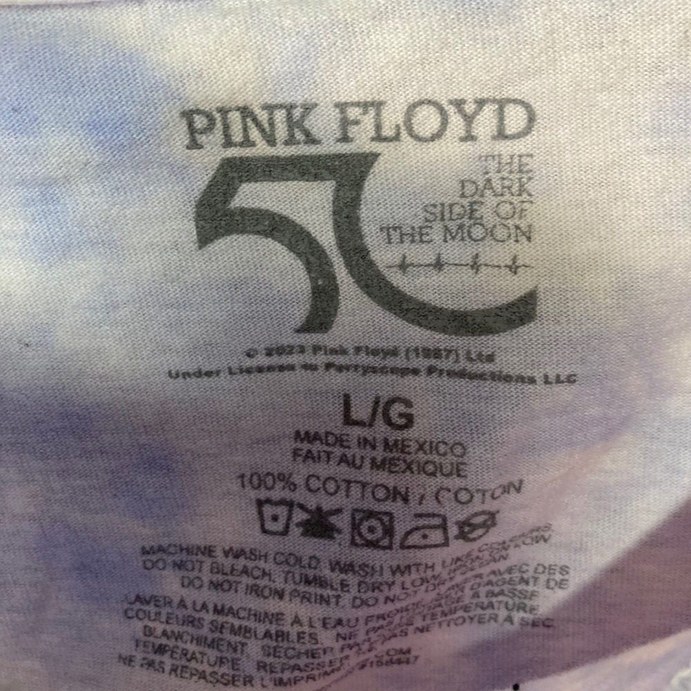 Pink Floyd‎ Dark Side Moon T Shirt Tie Dye 50th Anniversary Graphic - Picture 3 of 7